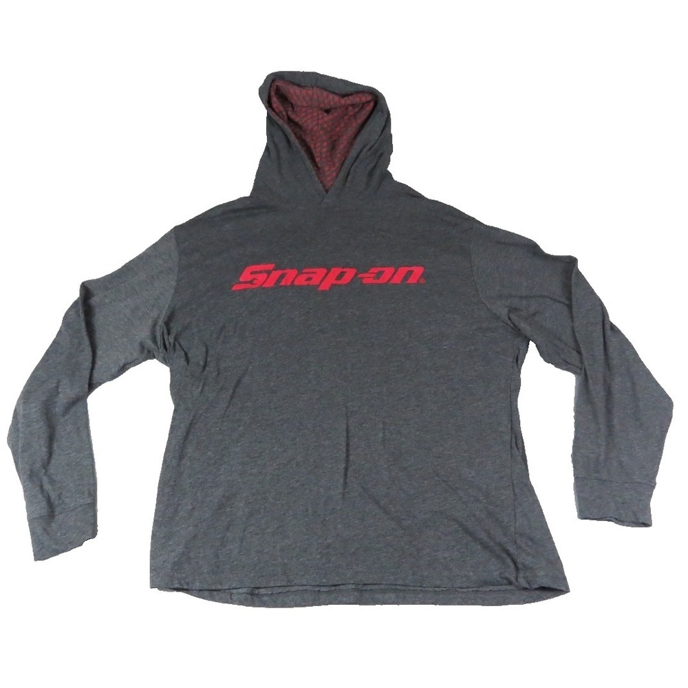 Snap-on Tools Hoodie Long Sleeve Graphic Tri-Blend Shirt Men L Gray Red Mechanic